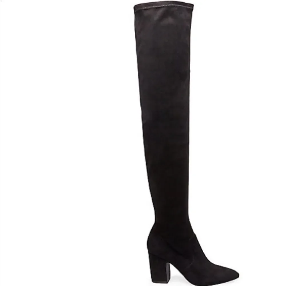 Steve Madden Larah Over The Knee Boots Black Heeled Sock Boot Size 8